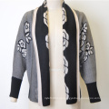 Patterned Revers offene Strickjacke